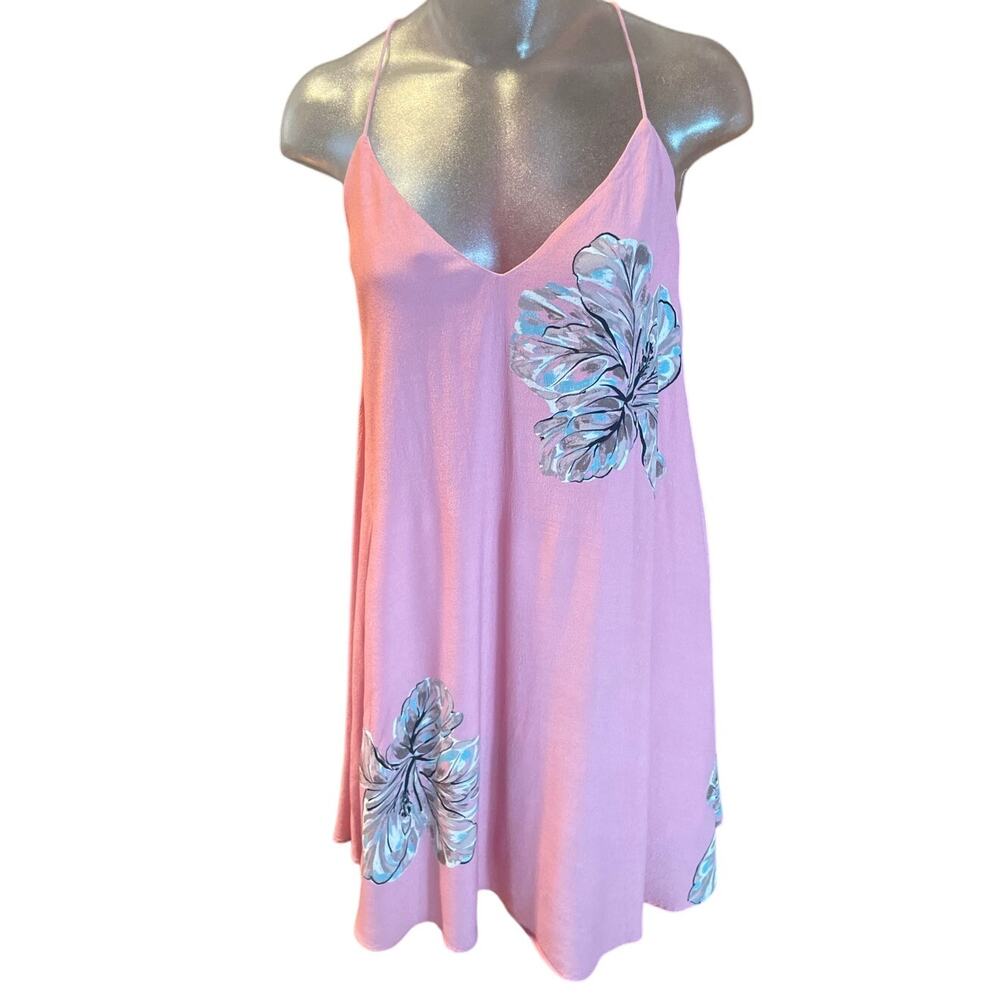 Y2K WET SEAL Printed Babydoll Mini Slip Dress Spaghetti Strap Size Small S Pink